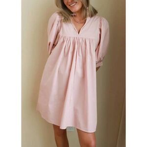 Never a Wallflower Women's Poplin High Neck Dress Blush Pink NWT